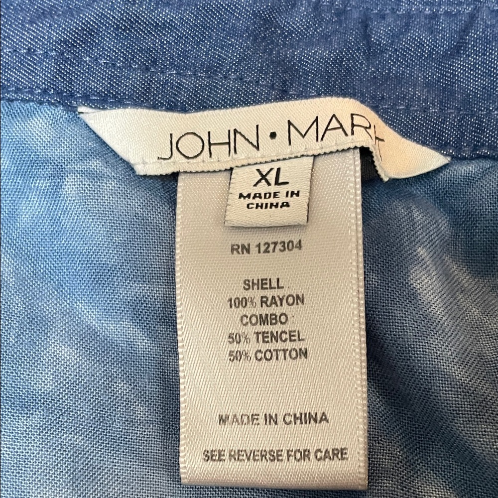 John Mark Multicolor Patterned Button-Up Top Embr… - image 2